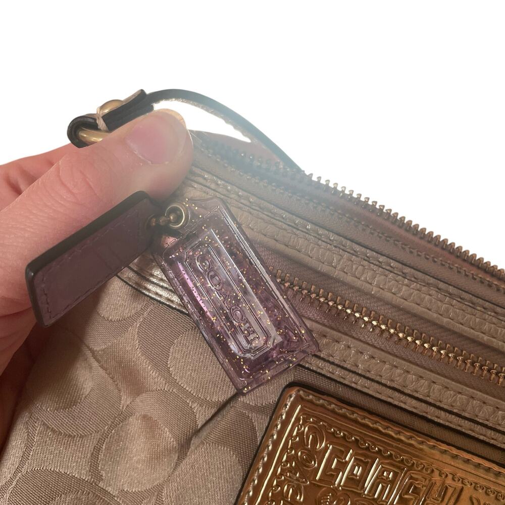Y2K Coach Poppy Signature Convertible Wristlet Shoulder Bag Cream Gold Vintage - Picture 4 of 6